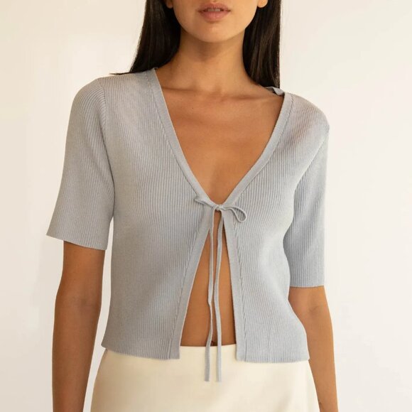 OAK+FORT Cropped Open Front Cardigan in Arctic Ice Size XS (NWOT) - Picture 1 of 6